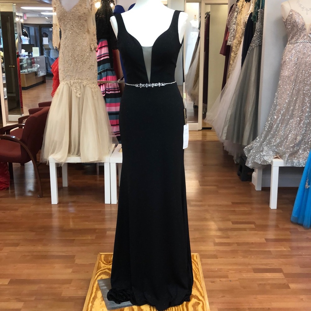 Black prom dress with sparkles, style no. 2HAL2041